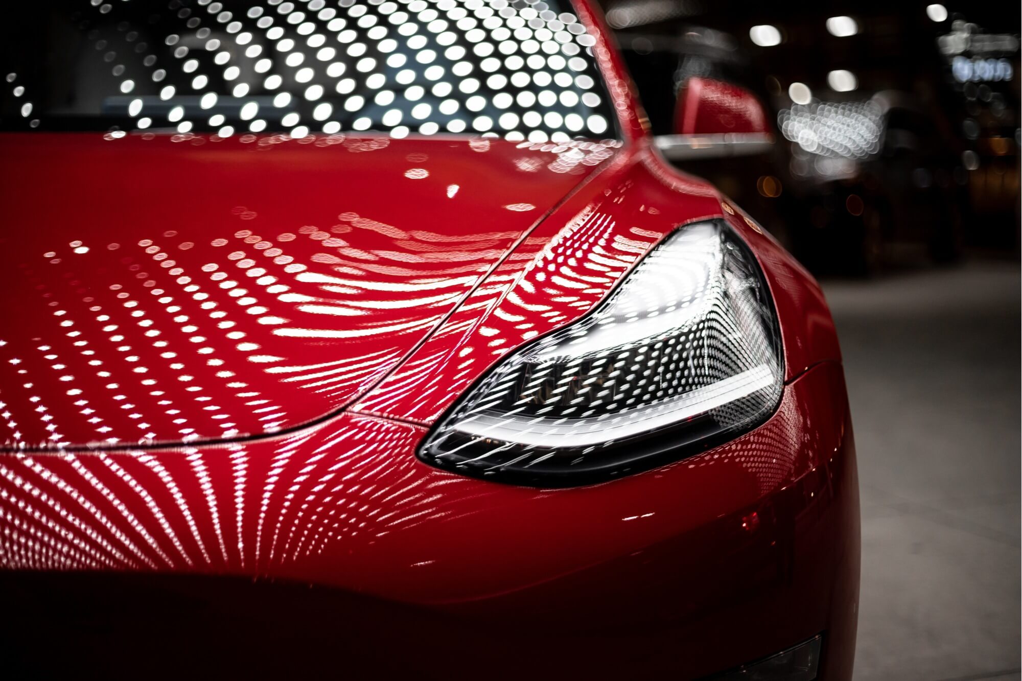 Tesla vehicle undergoing ADAS calibration