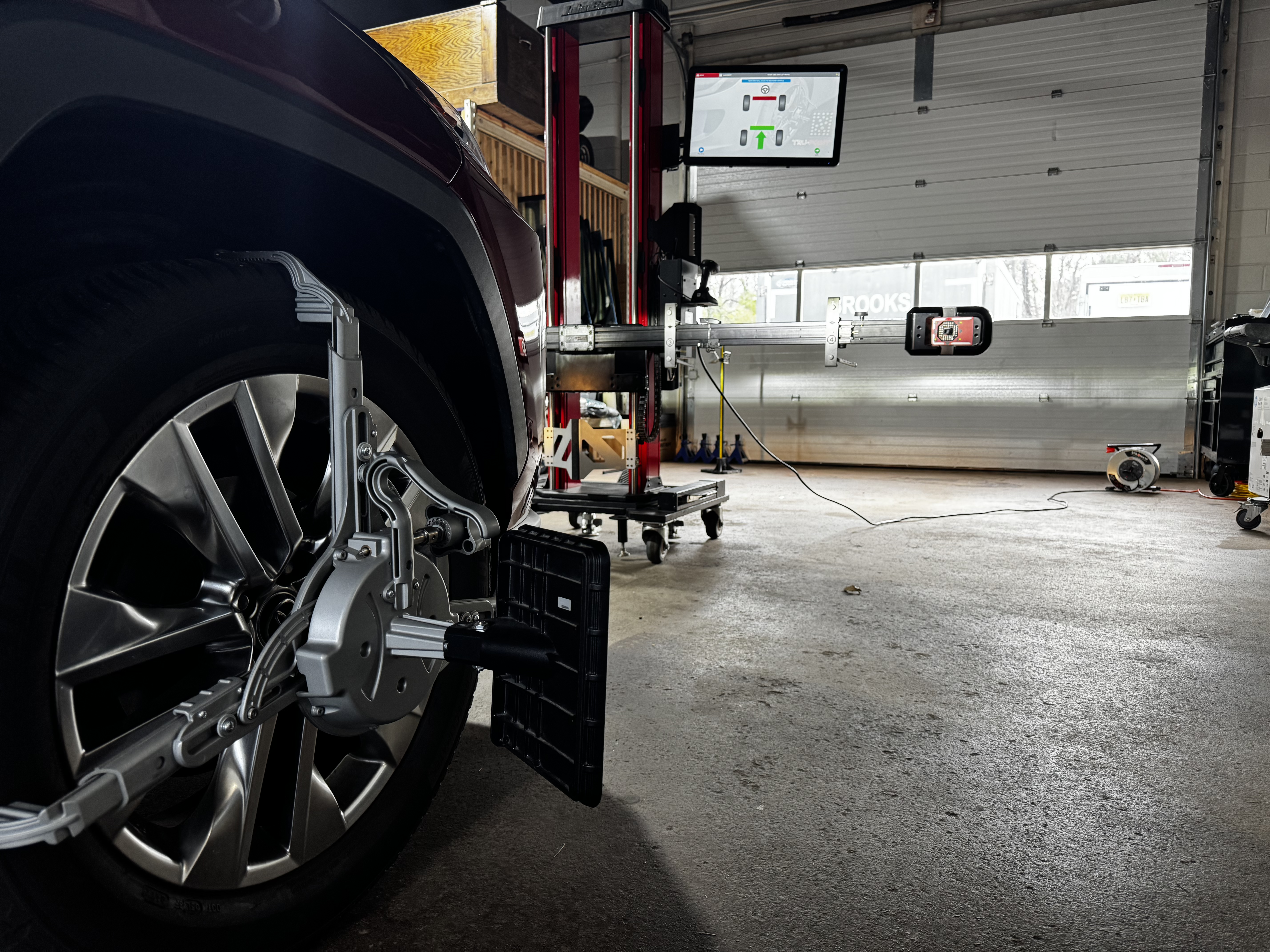 Mobile ADAS calibration equipment near a vehicle